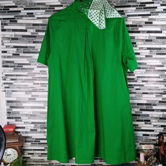 Old Navy Vibrant Kelly Green Midi Dress XL Pockets Back Pleat Casual - Picture 9 of 11